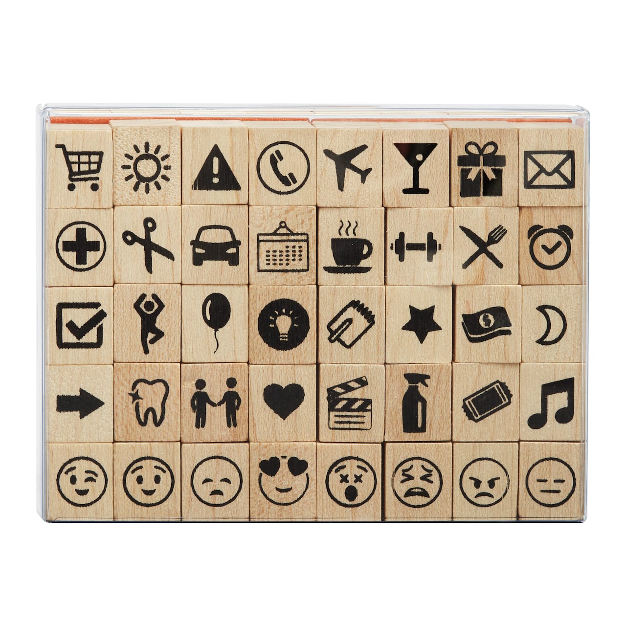 6 Pack: Icon & Emoji Wood Stamp Set by Recollections™